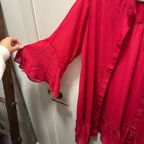 Lilly Pulitzer Linley Collared Coverup Red - Picture 7 of 9